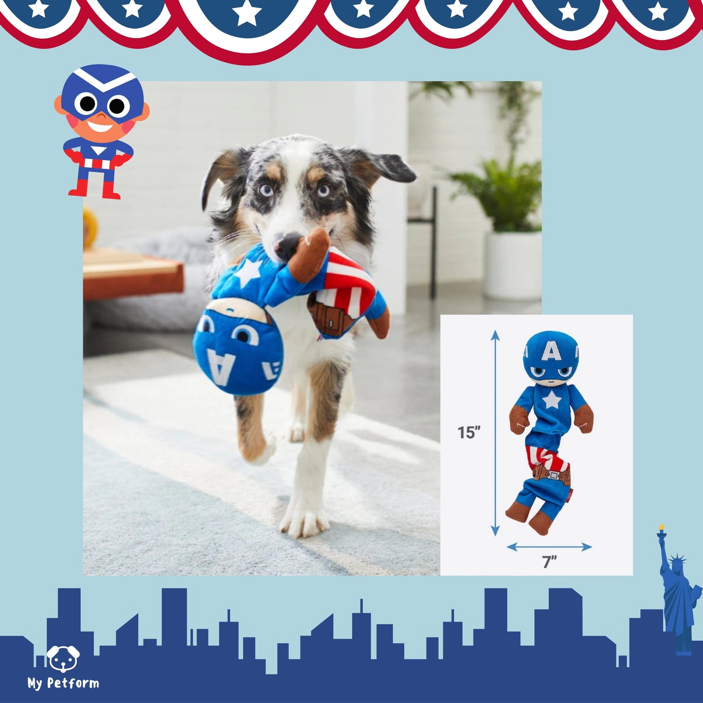 美國隊長彈力狗玩具