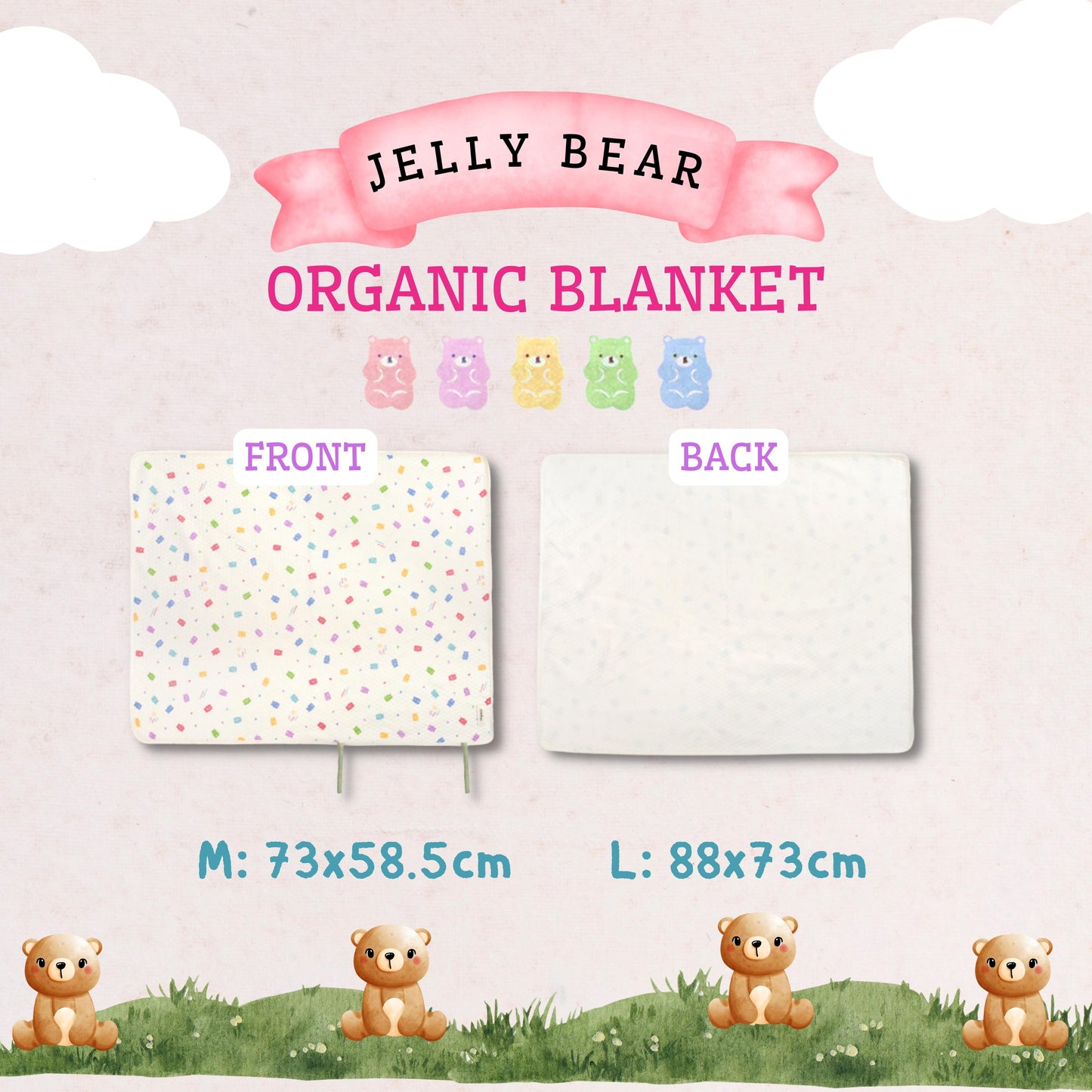 Korean Jelly Bear Organic Blanket 韓國熊仔軟糖有機棉四季被