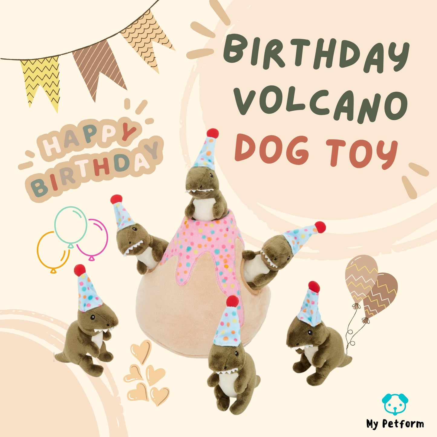 🌋Birthday Volcano Dog Toy 🦖生日版火山小恐龍藏食玩具